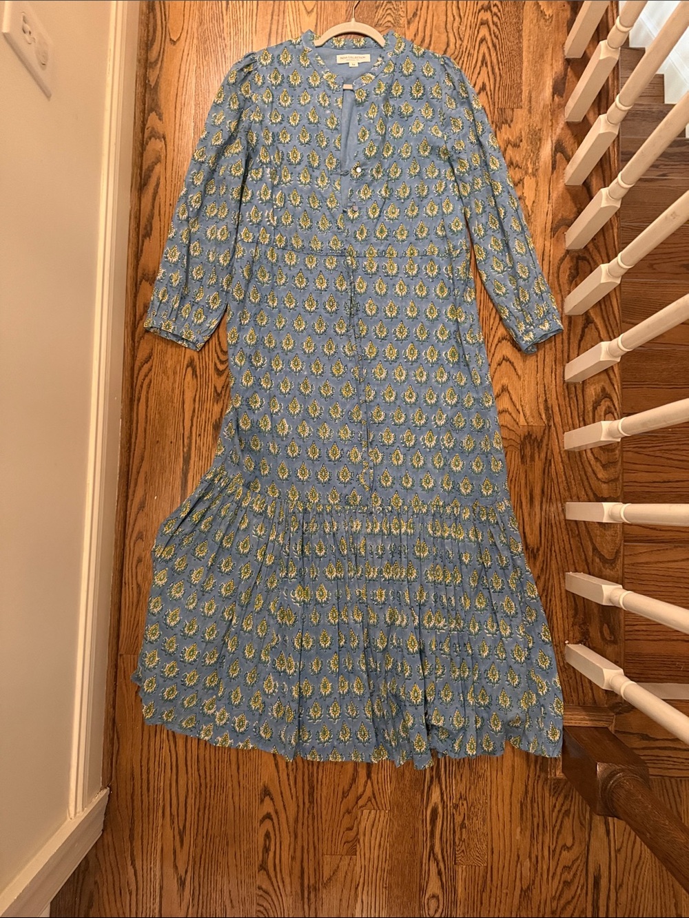 Emerson Fry Blue Floral-Print Button Front Dress 100% Cotton!